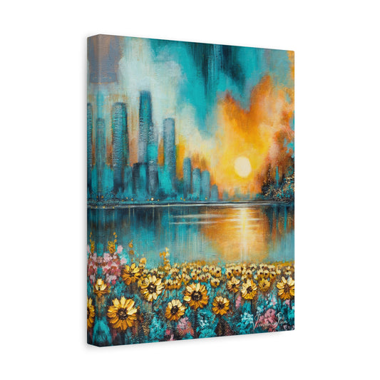 Sunlit Skyline Canvas Print, Wall Art, Home Decor, Floral Wall Art, Gift for Nature Lovers, Office Decor, Colorful Art