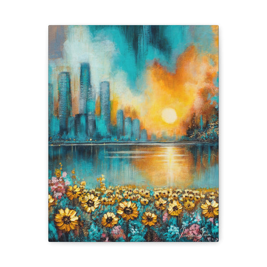 Sunlit Skyline Canvas Print, Wall Art, Home Decor, Floral Wall Art, Gift for Nature Lovers, Office Decor, Colorful Art